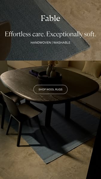 This ad showcases Fable's wool rugs. It highlights their effortless care and exceptional softness. The ad targets co