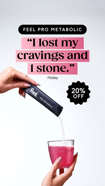 This image ad for Feel Pro Metabolic uses a customer testimonial to highlight the product's ability to reduce cravin
