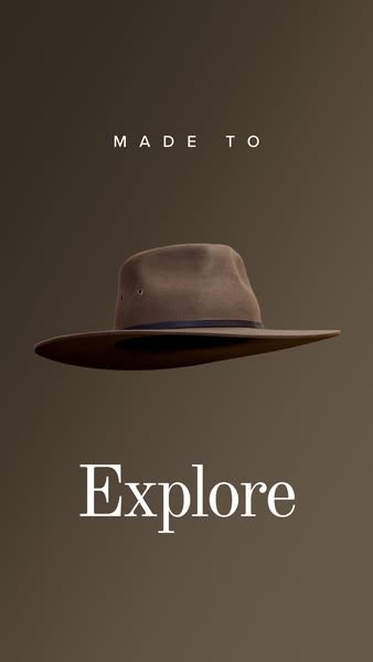 This image ad promotes a hat, positioning it as an essential accessory for those who seek to explore.