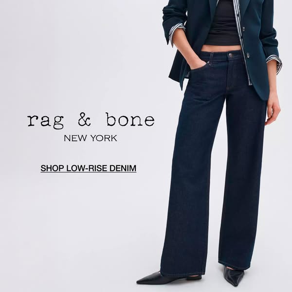 This image ad for rag & bone promotes their new low-rise denim. The ad features a model wearing low-rise denim jeans
