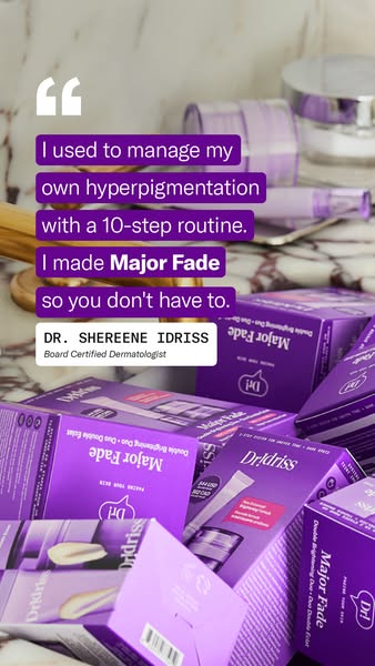 This Meta ad features a quote from Dr. Shereene Idriss, a board-certified dermatologist, who states that she created Maj
