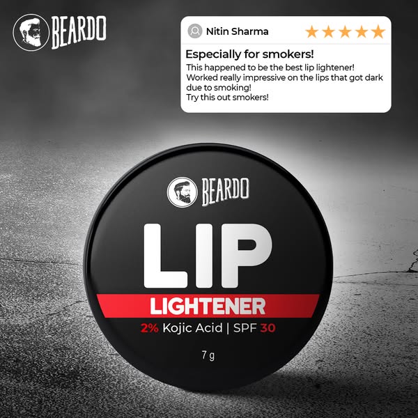 This ad promotes Beardo's Lip Lightener, specifically targeting smokers who may experience lip discoloration. It fea