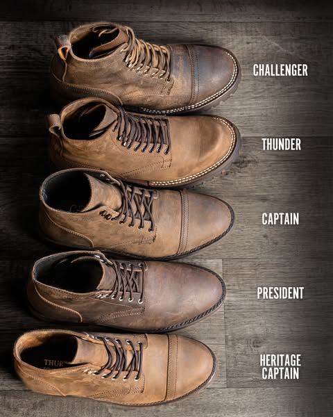 This ad showcases five different styles of Thursday Boot Company boots, highlighting the variety of options available.