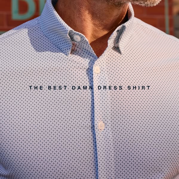 This ad features a close-up shot of a man wearing a dress shirt. The headline emphasizes the quality of the shirt.