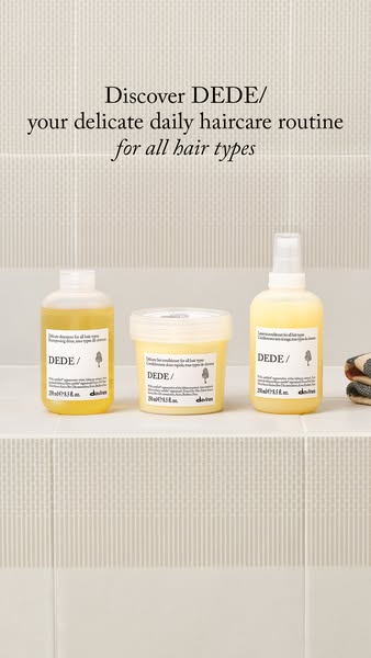 This ad showcases three DEDE hair care products from Davines. The ad is intended to raise awareness for the line of deli