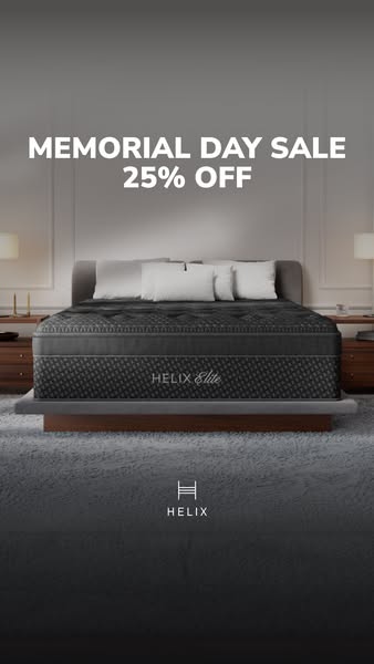 This is a static image ad for Helix mattresses, promoting a Memorial Day sale.