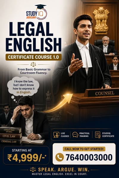 This ad promotes a legal English course offered by Study IQ Judiciary. The ad highlights the problem of knowing the law 