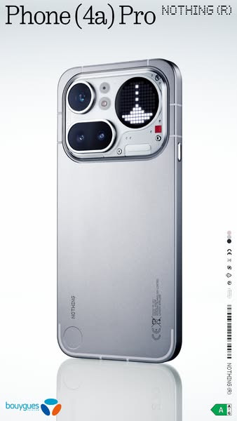 This ad showcases the design and features of the Nothing Phone (4a) Pro. The image emphasizes the unique rear design of 