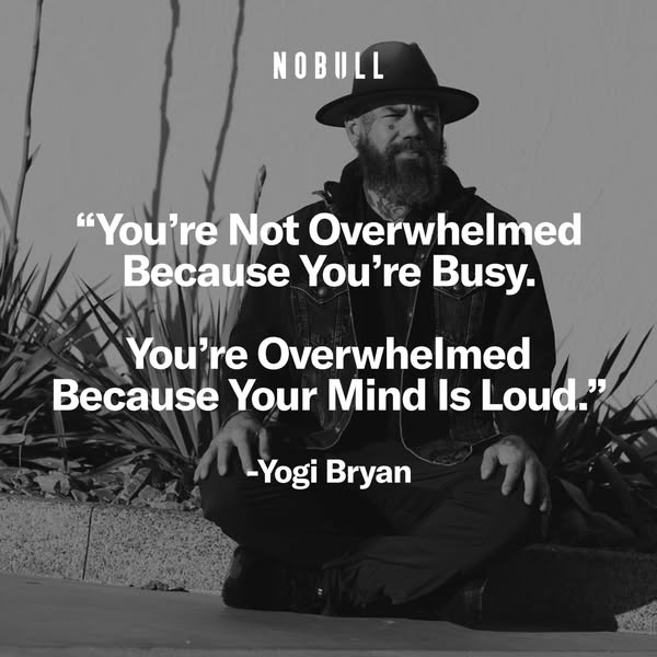 This image ad features an inspirational quote from Yogi Bryan layered over a photo of him meditating outdoors. The NOBUL