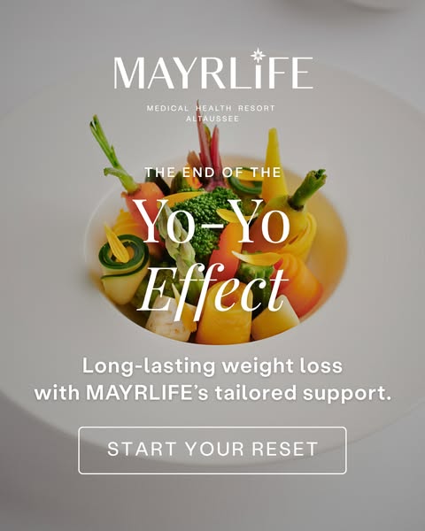 This image ad for Mayrlife focuses on ending the 'yo-yo effect' of weight loss through their tailored support pr