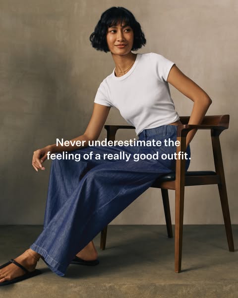 This ad features an image of a woman wearing the advertised clothing. The ad is designed to appeal to people who appreci