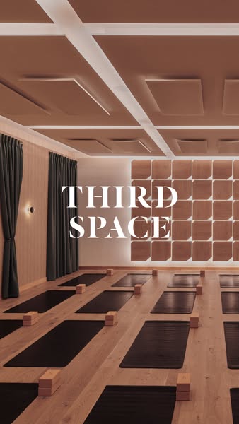 This image ad for Third Space features a yoga studio with mats and blocks laid out on the floor. The ad is designed to p