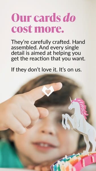 This ad discusses the quality and price of greeting cards. It emphasizes the hand-crafted, hand-assembled nature of the 