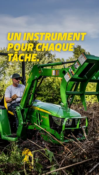 This image ad promotes John Deere tractors and emphasizes how they are suitable for any task.