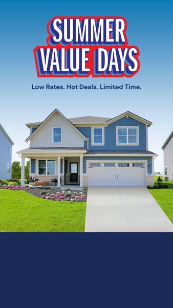 An advertisement for housing that is running a limited-time Summer Value Days promotion. The ad shows a two-story house 