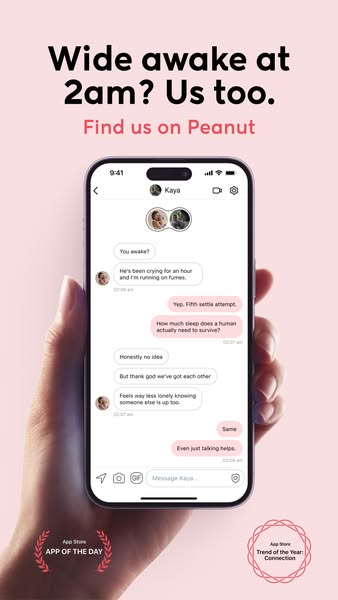 This ad for Peanut uses a screenshot of a text message conversation to highlight the feeling of loneliness at night and 