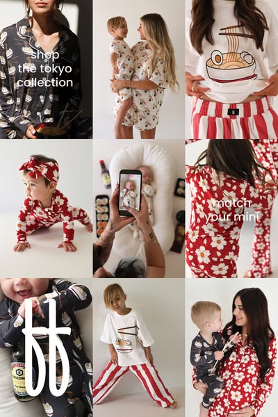 This ad uses a grid layout to show off the brand's pajama sets and promotes 'matching your mini'.