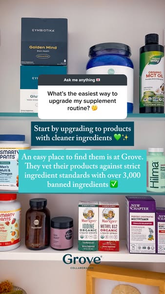 This ad encourages viewers to upgrade their supplements with cleaner ingredients by using Grove Collaborative, which vet