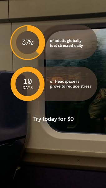This ad uses statistics to highlight the problem of daily stress, and positions Headspace as the solution. The ad aims t