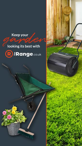 This ad for The Range uses half of the image to showcase the ad copy over a dark blue background. The other half display