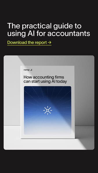This ad promotes a practical guide to using AI for accountants, encouraging users to download the report for further inf