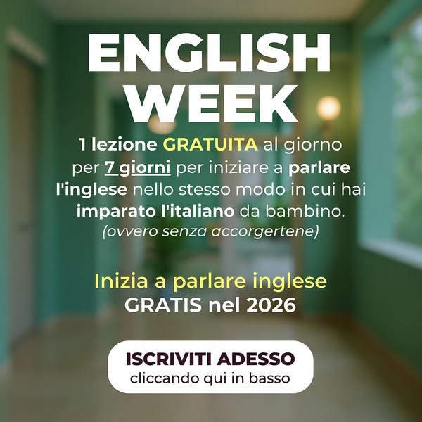 The image ad promotes an English language learning program called "English Week." It offers a free lesson per 