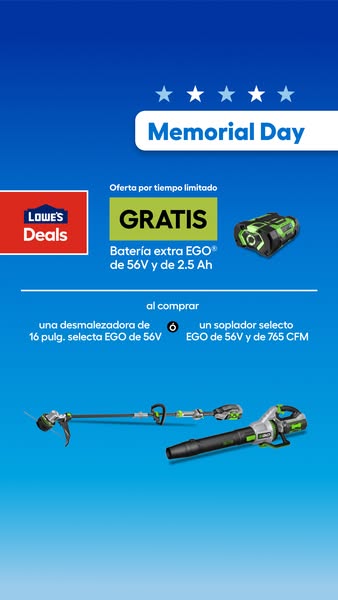 This ad is promoting a limited-time offer at Lowe's for Memorial Day. With the purchase of select EGO brand lawncare