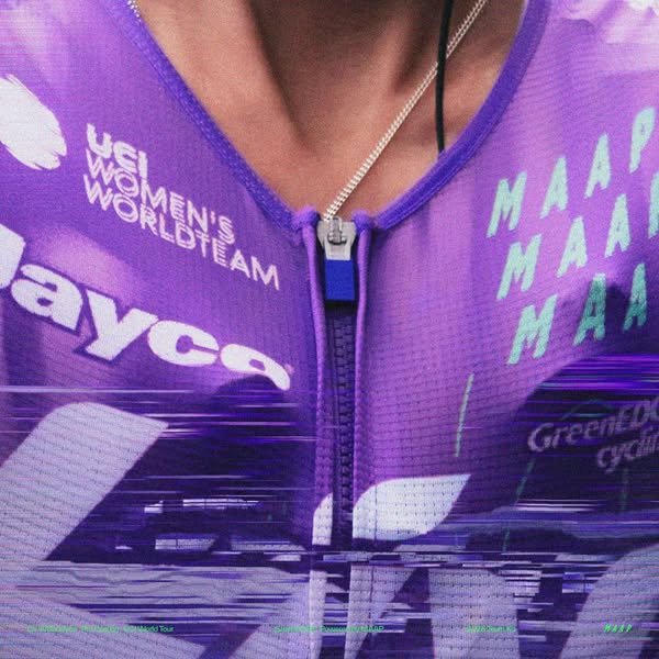 This image ad focuses on cycling apparel. The ad features the upper torso of someone wearing a branded cycling jersey.