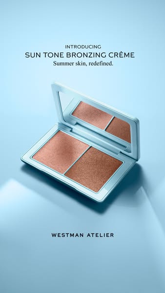 This ad showcases Westman Atelier's Sun Tone Bronzing Crème. The ad features a clean, studio-shot image of the produ