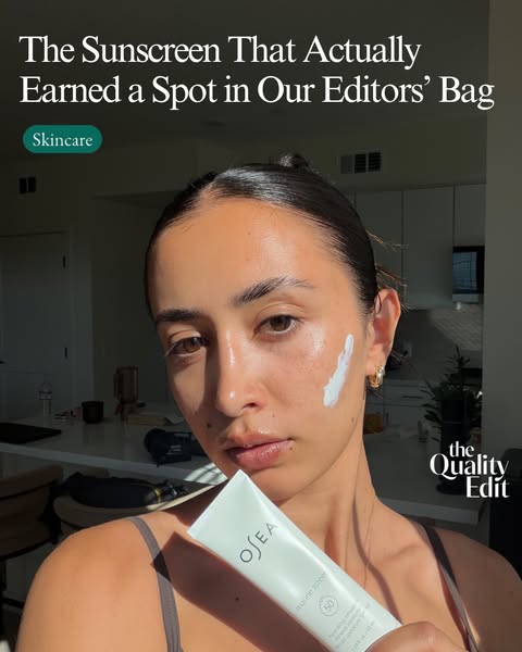 This ad features a woman applying OSEA's sunscreen. It conveys that the sunscreen is editor-approved and likely wort