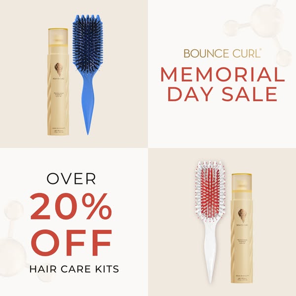 This ad highlights a sale on Bounce Curl hair care kits.