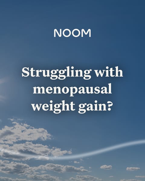 This ad for Noom targets women who are struggling with menopausal weight gain. The image features a sky with clouds and 