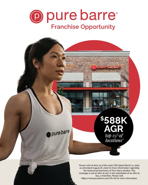 This ad is for a Pure Barre franchise opportunity.
