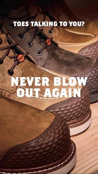 This ad features close up shots of Brunt work boots. The ad highlights the brand's boots' ability to withstand w