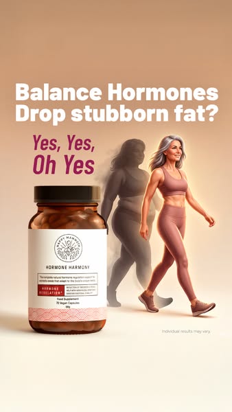 This image ad shows a before-and-after transformation of a woman walking in activewear with text that says, "Balanc