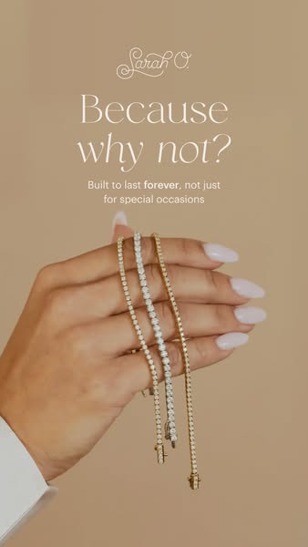 This ad for Sarah O promotes diamond tennis bracelets. The ad emphasizes that the bracelets are made to last forever and