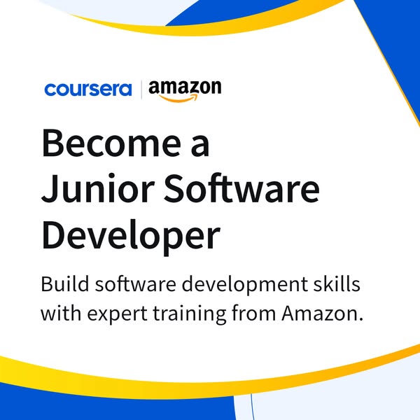 This image ad promotes a course on Coursera that helps people become Junior Software Developers by learning software dev