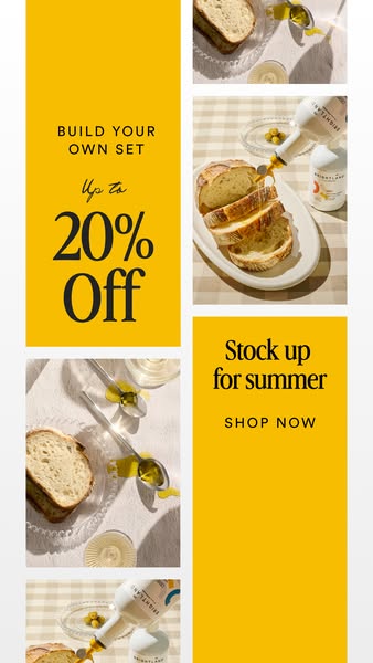 Brightland ad showcasing an offer of up to 20% off custom sets. The ad shows close-up, lifestyle-oriented images of brea