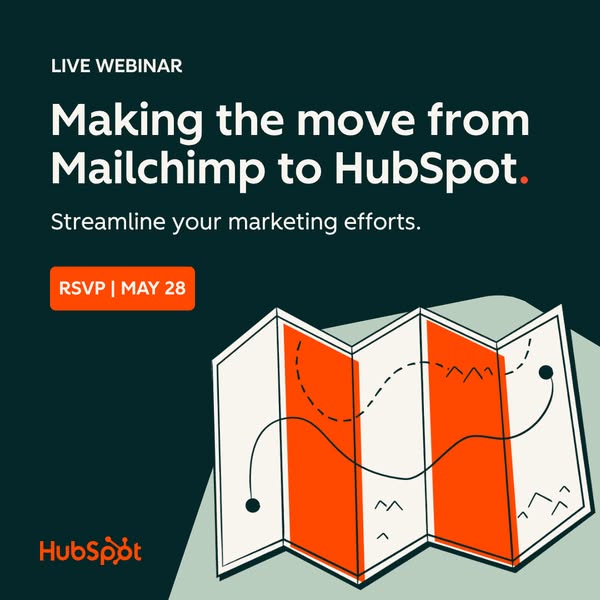 This is an image ad promoting a live webinar about moving from Mailchimp to HubSpot.