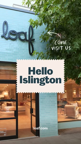 This ad promotes a Loaf furniture store location. The image shows the store's exterior, inviting customers to visit.