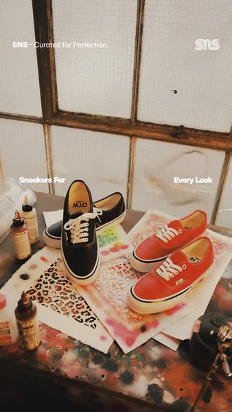 An ad showcasing two pairs of sneakers in different colors from the brand SNS, the ad is suggesting that the sneakers ca