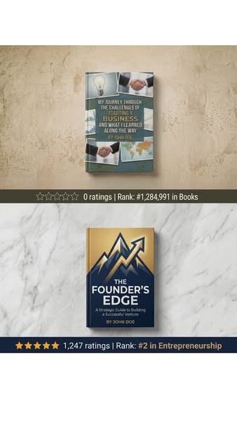 The ad presents two different books by the same author and includes the ranking and rating information for each book fro