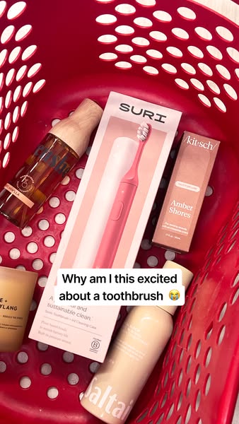 This ad features a collection of personal care products inside a red shopping basket, drawing the viewer in with a quest