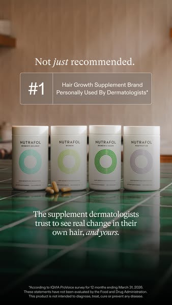 This ad for Nutrafol hair growth supplements highlights the brand's positioning as the #1 hair growth supplement bra