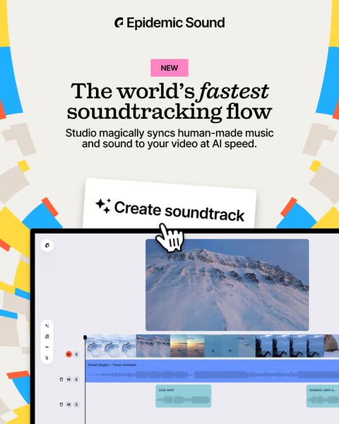 This ad for Epidemic Sound software features a demonstration of the software's functionality and value proposition. 