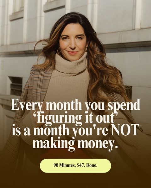 The ad features a woman in business attire and discusses the importance of making money instead of wasting time trying t