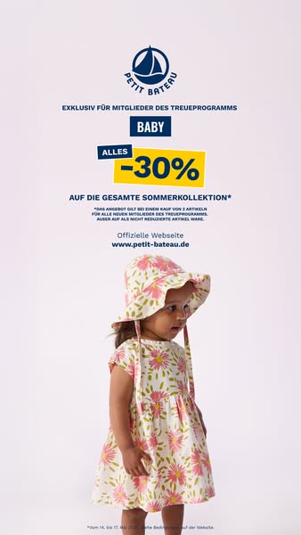 This image ad promotes a sale on Petit Bateau's summer collection exclusively for loyalty program members. It featur