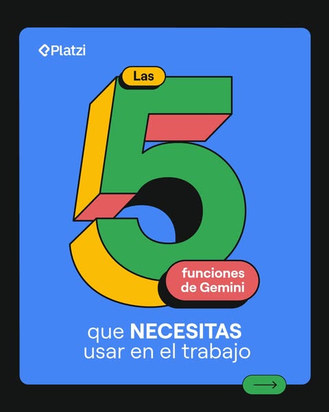 This ad for Platzi lists 5 Gemini functions to use at work.