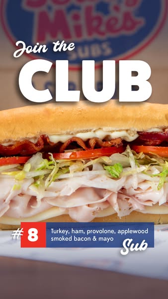 This image ad for Jersey Mike's promotes its #8 Club Sub.