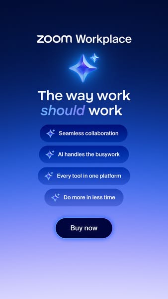 This ad for Zoom Workplace highlights the platform's features, such as seamless collaboration and AI assistance, to 